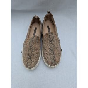 Isaac Mizrahi Live Leather Snakeskin Shoes Ashley Beige Loafers 7M Slip on shoes